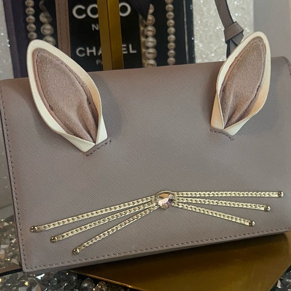 Kate Spade blush gray taupe rabbit crossbody wallet - Picture 5 of 15